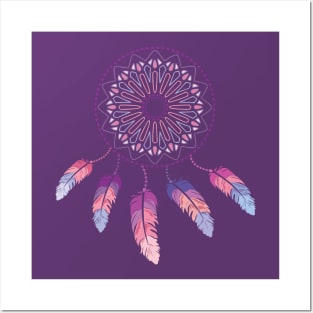 Dreamcatcher Feathers Hearts Boho Posters and Art